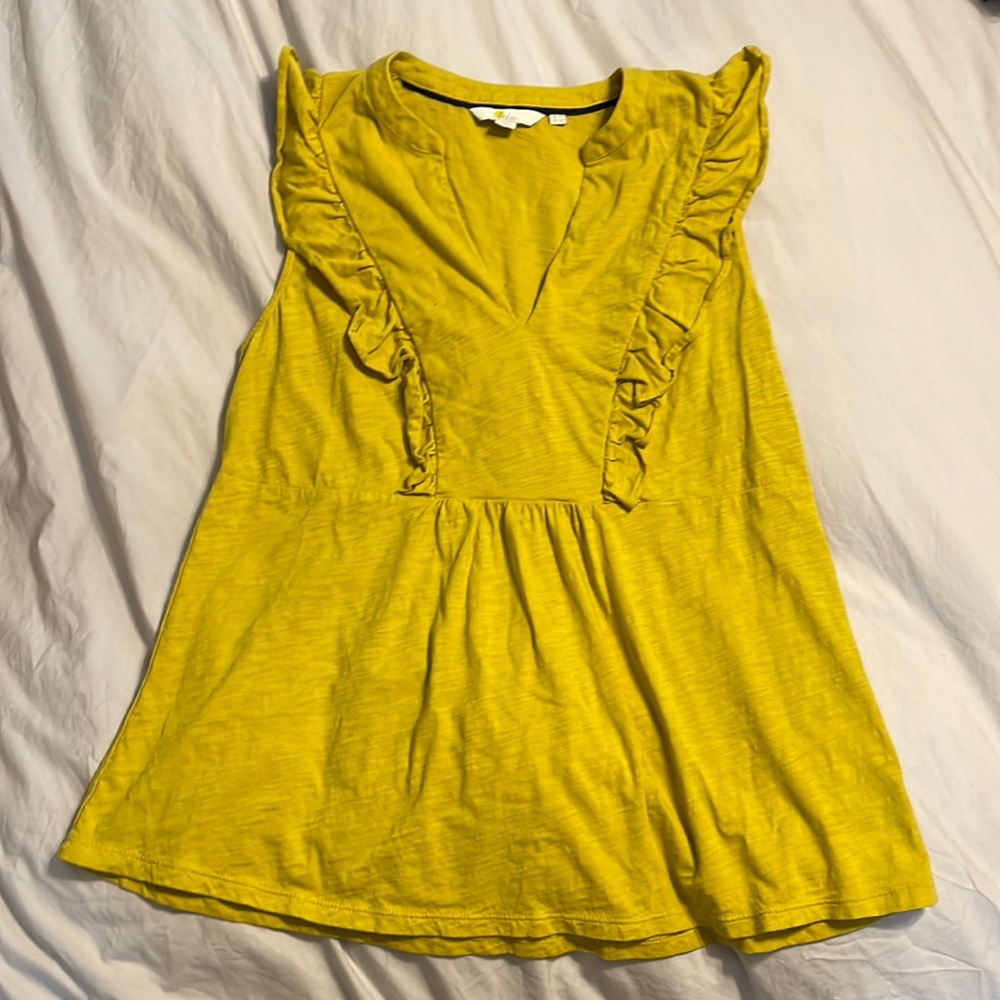 Boden Yellow Ruffled Top